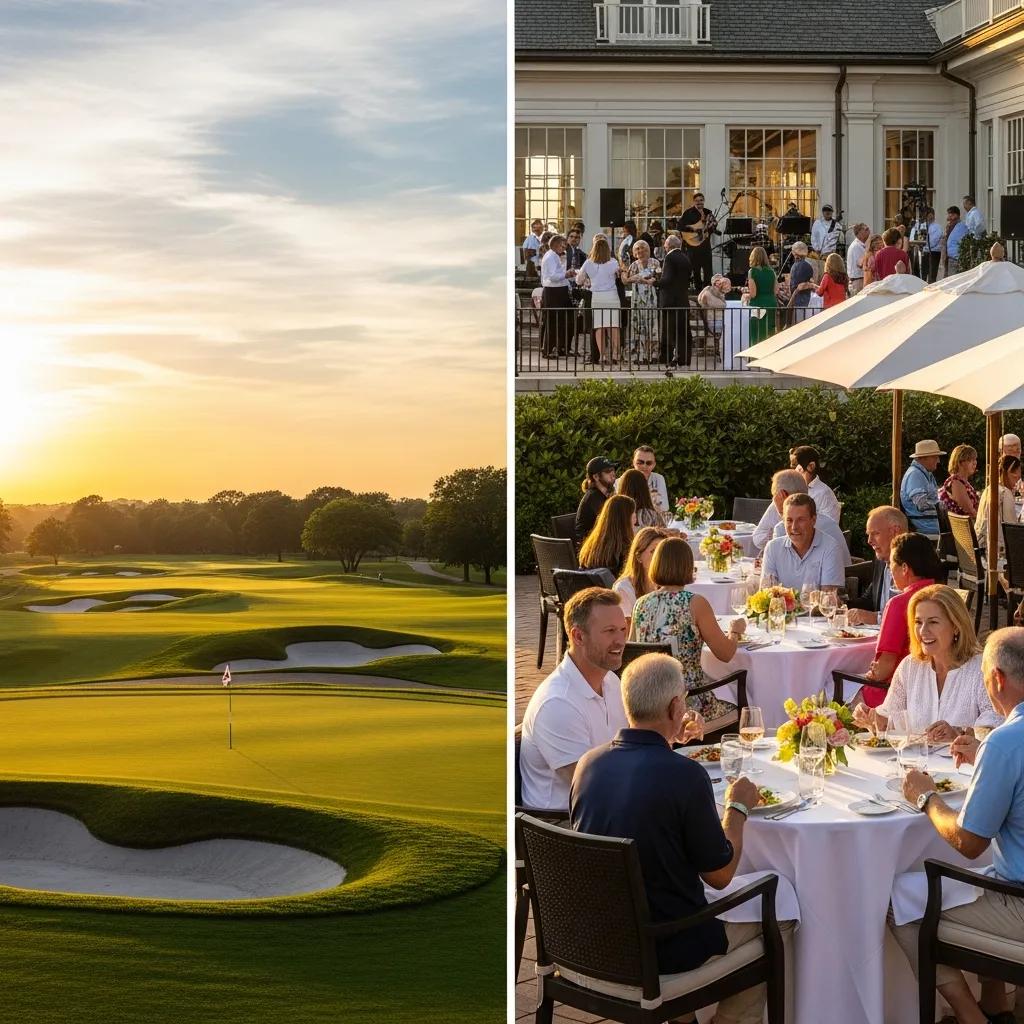 Amenities of a golf club including dining and social events enhancing member experience