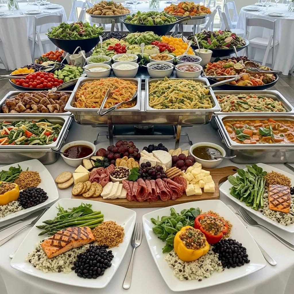 Diverse catering options including buffet and plated meals for events at Bellavista